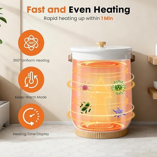 Sweetcrispy Towel Warmer for Bathroom, 20L Towel Heater with 4 Time Settings & Auto-Off, Fast Heating Blanket Warmer for Home, Safety Child Lock and Temp-Alert Design for Towels, Bathrobes, Blankets thumbnail 5
