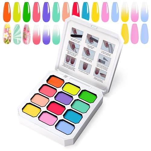 U-Shinein Gradient Painting Gel, 12 Bright Colors Ombre Gel Nail Polish for Pigment Pat Nails Aura Nails, French Manicure DIY Nail Art Long-lasting No-wipe Palette Chroma Carnival​ - Image 1