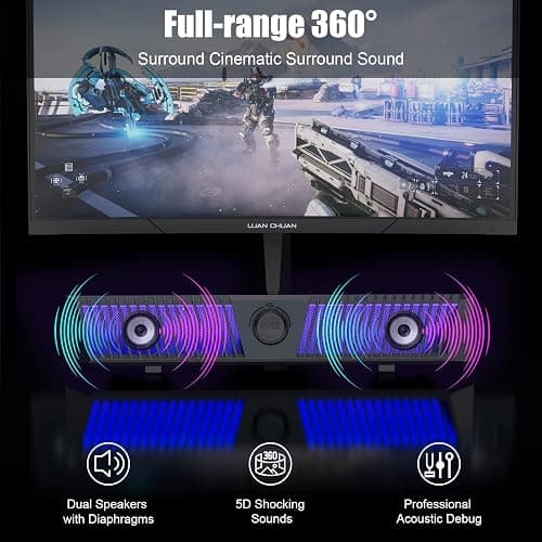 Smalody Computer Speakers, PC Speakers, Stereo Bluetooth Speakers Dynamic Cool RGB LED Design with Microphone Compatible with Desktop/Laptop/Smartphone/Game Console thumbnail 5