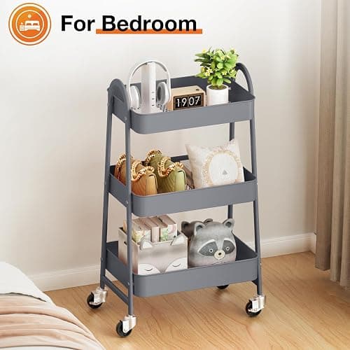 3-Tier Metal Rolling Cart thumbnail 8