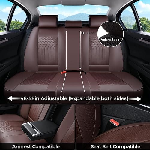 FLORICH Car Seat Covers Full Set, Leather Seat Covers for Cars, Car Seat Protector Waterproof Breathable, Universal Automotive Seat Covers, Front and Rear Car Seat Cover Fit for Most SUV Pick-up Truck thumbnail 3