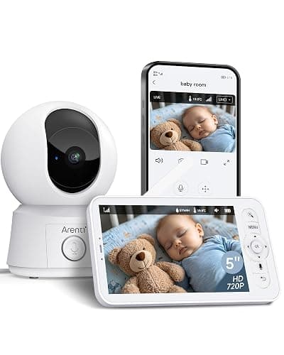 ARENTI 1080P Camara Vigilancia Bebe con Control de 5'' Monitor, 355° PTZ Vigilabebes con Camara con Voz Bidireccional, Detección de Movimiento y Sonido, Visión Nocturna, Sensor Temperatura, Modo VOX - Cam+monitor - Image 1