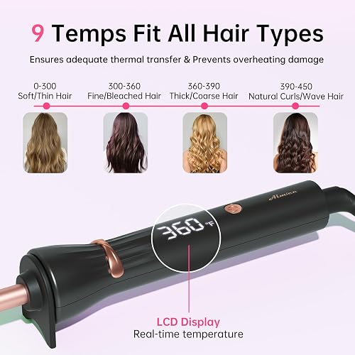 3/8 Inch Small Wand Curling Iron with 9 Temps, 9mm Mini Hair Curler with LCD Display, Fast Heat Up & Anti-Scald Design, Suitable for Short/Long Hair thumbnail 4