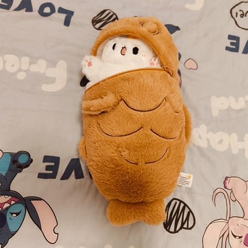 Karoeiwa Cute Taiyaki Cat Plush Pillow Small Size 11.8 inch Kitten Inside Fish 2 in 1 Kitty Stuffed Animal Ultra Soft Plushies Toys Gifts for Kids Girlfriend Orange thumbnail 9