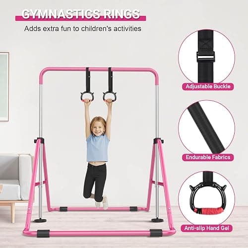 Nimsqury Foldable Gymnastics Bar, 5-Height Adjustable Gymnastic Bars for Kids at Home,Robust & Stable for Indoor/Outdoor Using,Weight Limit 140LBS thumbnail 5