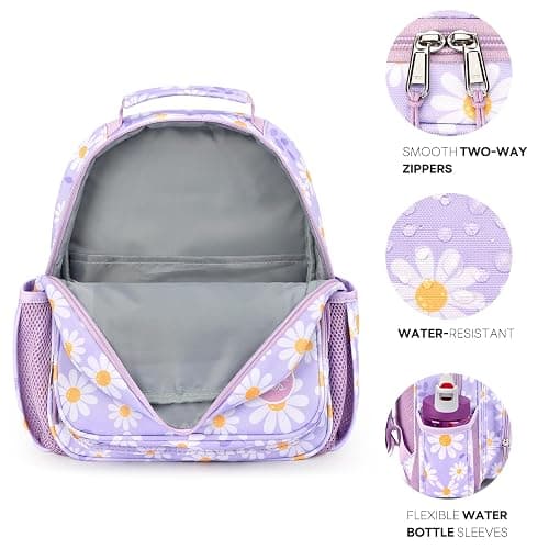 mibasies Toddler Backpack for Girls 2-4: Preschool Kindergarten Backpack - Cute Kids Backpacks for Girls - Daisy Purple thumbnail 4
