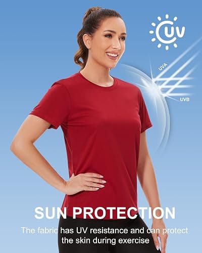6 Pack Workout Tops for Women Short Sleeve UPF Sun Protection Athletic T Shirts Quick Dry Tennis Yoga Running Crew Neck Tee thumbnail 3