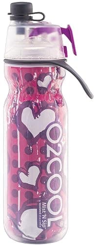 O2COOL Mist 'N Sip Misting Water Bottle 2-in-1 Mist And Sip Function With No Leak Pull Top Spout (Hearts) thumbnail 3