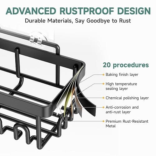Veken Shower Caddy 6-Pack,Advanced Rustproof Design, No Drilling Adhesive Shelves, Rack with Soap Holder, Large Capacity Bathroom Organizers and Storage, Wall-Mounted Kitchen & Home Decor thumbnail 4