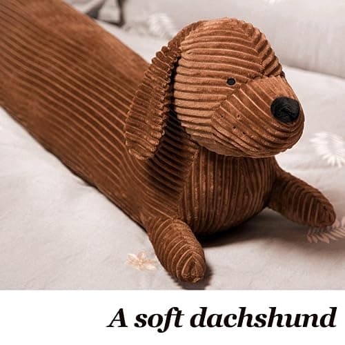 Enhopty 19.6” Giant Dachshund Dog Plush Pillow Puppy Wolf Stuffed Animal Plushie Hugging Long Body Throw Sleeping Pillow for Kids Christmas (19.6inch, Dachshund) thumbnail 5
