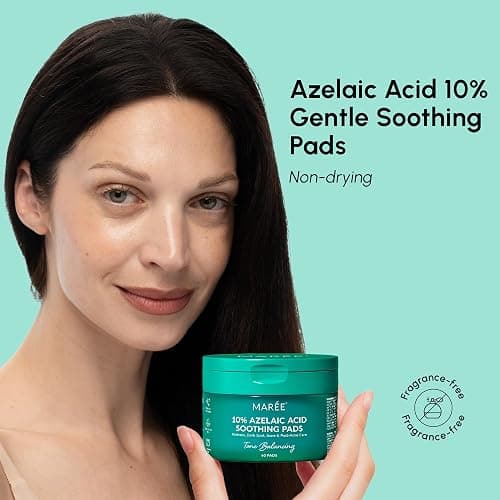 MAREE Azelaic Acid Acne Clearing Pads – Exfoliating Pads with Glycolic & Hyaluronic Acid for Face – 10% Azalecic Acid & Centella Redness Soothing Pad – Zero Pore Facial Toner Pad – Acido Azelaico thumbnail 2