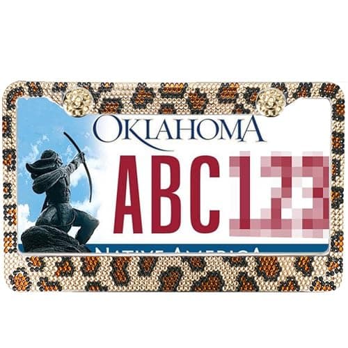 2PCS Auto Leopard License Plate Frame, Bling License Plate Frame, Stylish Rhinestone Leopard Car Accessories for Women thumbnail 5