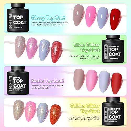 COSCELIA 60 PCS Gel Nail Polish Set, 55 Colors Gel Nail Polish with 5pcs Top Base Coat All Seasons Nail Polish Kit Winter Spring Full Colors Manicure Nail Art Valentines Gifts for Women Teens Girls thumbnail 7