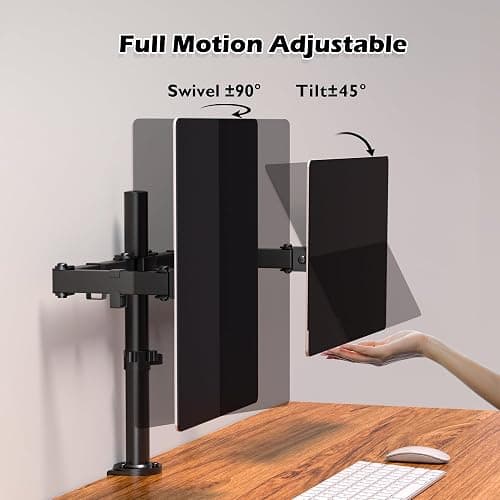 BONTEC PC 2 Monitor Stand for 13-32 Inch Monitors, Height Adjustable PC Monitor Arm, Tilt, Rotatable and Swivel, Maximum Load of 10 kg per arm, 2 Mounting Options, VESA 75/100 thumbnail 5