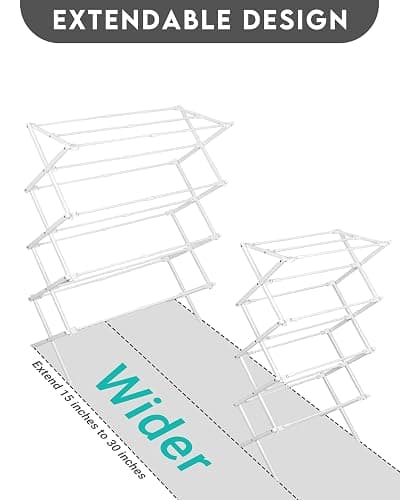 ZOES HOMEWARE 4-Tier Clothes Drying Rack, 4ft High Foldable Drying Rack Clothing for Indoor & Outdoor, Portable Collapsible Laundry Dryer for Laundry Room and Apartment, White 29" L x 49" H x 11.5" W thumbnail 5