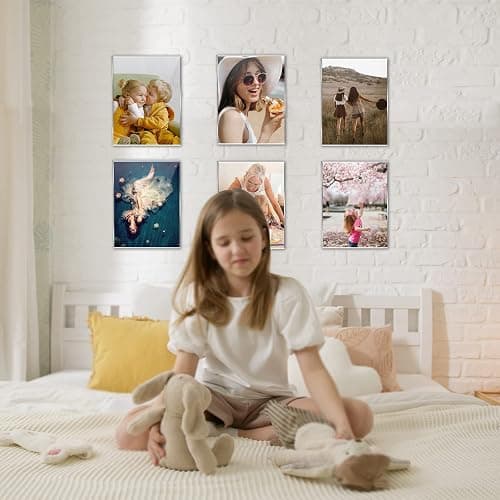 DZZ Clear Acrylic Photo Picture Frames Display Picture,Wall Mounting Clear for Home,School,office,-Vertical, 4x6, Set of 6 thumbnail 7