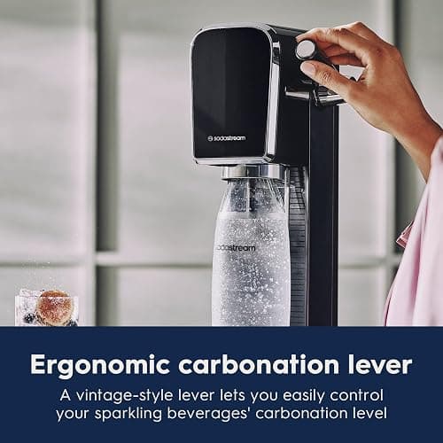 SodaStream - ART Sparkling Water Maker | STARTER KIT | CQC CO2 system | Includes 1x CO2 Cylinder, 1x32 & 1x16 Fl Oz Dishwasher Safe Bottles, 1x Bubly Flavor Drop | Combine with Pepsi Flavors | Black thumbnail 7