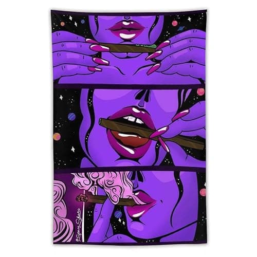NiYoung Hippie Hippy Wall Art - Trippy Smoke Cool Girl Art - Large Mysterious Tapestry for Bedroom Dorm Accessories - Mandala Yoga Picnic Mat Ethnic Wall Hanging - Image 1