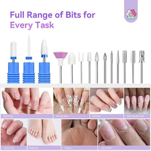 SAVILAND Professional Nail Drill 40000 RPM for Quick Gel Removal Salon Home | 4000 mAh Battery, Adjustable Speed, 10hrs Runtime, Low Vibration, Fast Heat Dissipation, Ceramic Metal Bits, At Home Manicure thumbnail 5