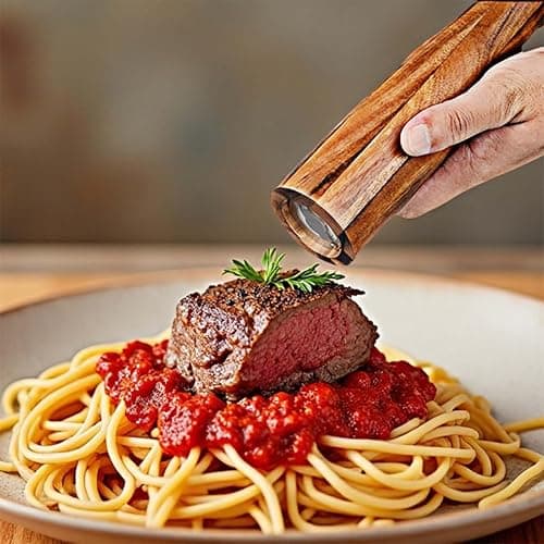 Wooden Salt and Pepper Grinder Set,Manual Salt and Pepper Mill,Acacia wood Salt Grinder Refillable,Pepper Mill with Adjustable Coarseness,Salt and Pepper Shakers Tableware Gifts 10" 2PCS thumbnail 2