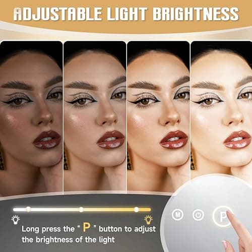 MKupView 22.8" x 18.2" Vanity Mirror with Lights White Makeup Mirror Hollywood Mirror with 15 Dimmable LED Bulbs 3 Color Modes 10X Magnification & USB Charging Port Mirror for Wall-Mounted thumbnail 7