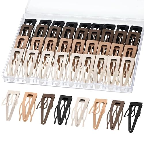 Dingion 60 Pieces Double Grip Hair Clips Metal Snap Hair Clips Grip Women Barrettes Accessories with Plastic Box for Women Girls Making Salon - Image 1