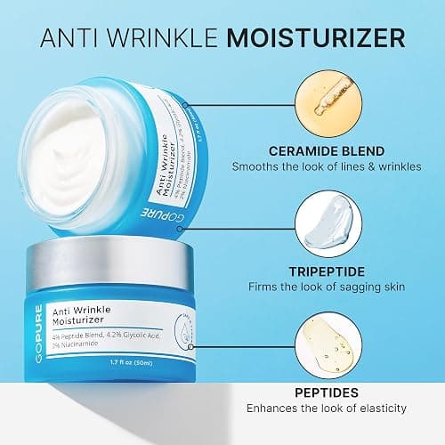 goPure Glyco-Peptide Anti Wrinkle Face Cream - Hyaluronic Acid Moisturizer for Face with Glycolic Acid, Peptides, and Vitamin E - Hydrating Facial Moisturizer with Anti-Aging Formula - 1.7 fl oz thumbnail 3