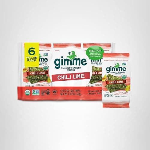 Gimme Seaweed Organic Premium Roasted Seaweed Snacks, Chili Lime, 6 Count, Keto, Vegan, Gluten-Free, Great Source of Omega3s and Iodine, Healthy On-The-Go Snack for Kids and Adults thumbnail 10