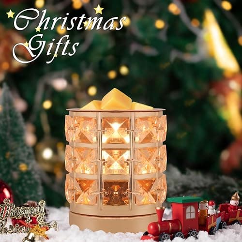 Crystal Wax Melt Warmer Candle Wax Warmer for Scented Wax 2 in 1 Wax Melts Fragrance Warmer Wax Cubes Melter Home Office Deco Night Light Valentines Day Birthday Gifts for Women Mom Girl(02-Gold) thumbnail 5