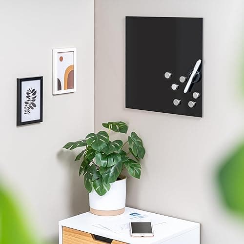 bremermann Magnettafel mit Glasfront, beschreibbar, 6 Magnete, 1 Marker, 1 Marker-Halter, Memo-Board (schwarz) thumbnail 8