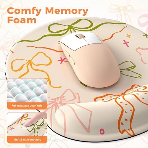 iLeadon Desk Protector Mat, Non Slip Long Mouse Pad and Keyboard Wrist Rest, Carpal Tunnel Mouse Pad and Computer Wrist Support, Soft Ergonomic Keyboard Pad with Wrist Support for Women Office (Bow) thumbnail 4