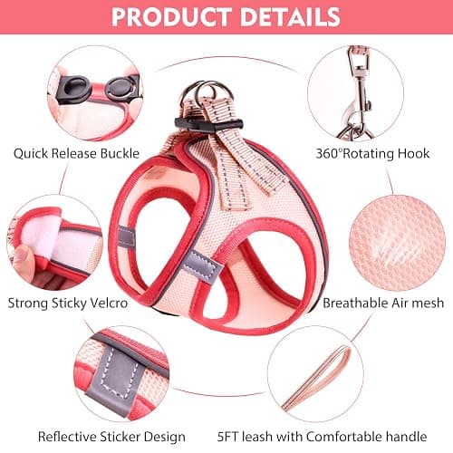 Betmaypet Cat Harness and Leash Set, Soft and Breathable Vest with Reflective Strip, Escape Proof Kitten Harness, Easy to Wear for Cats Walking and Traveling (Purple, M) thumbnail 2