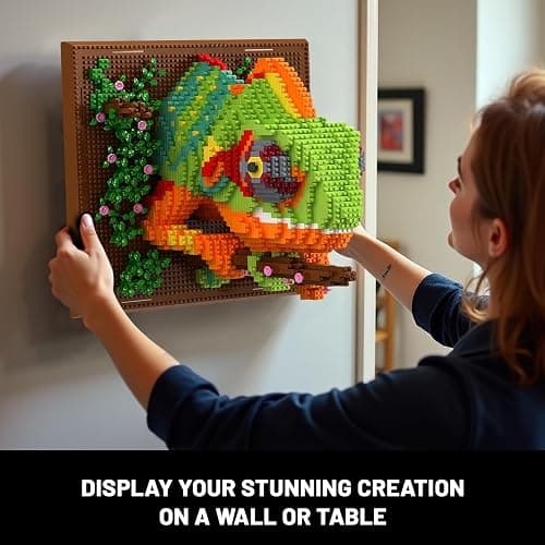 Chameleon Animal 3D Wall Art Micro Mini Building Blocks Set for Adults, Unique Home Wall Decor or Table Display, No Compatible with Lego, Ideal Birthday Christmas Toy Gift for Teens (2688 PCS) thumbnail 6