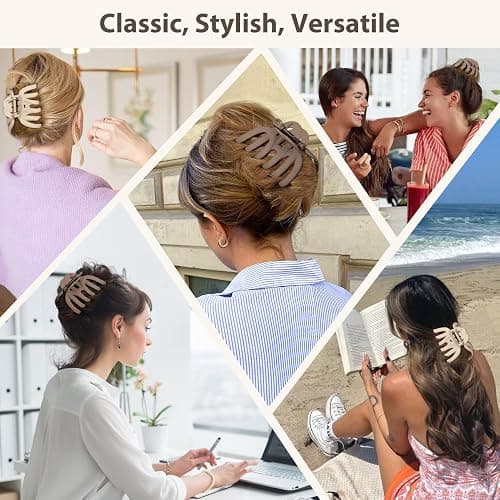 Shinowa Hair Clip Set, 4 Pack Hair Claws for Thick Hair, Large Hair Clips in 4 Neutral Colors, Non-slip Claws Jaw Clips for Women, Strong Hold for Girls Long Hair thumbnail 6