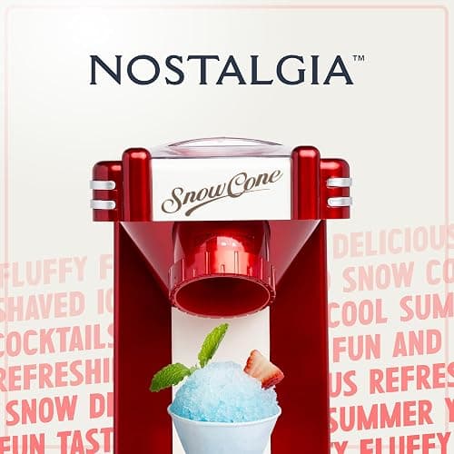 Nostalgia Snow Cone Shaved Ice Machine - Makes 20 Icy Treats - Includes 1 Reusable Plastic Cup - Retro Red thumbnail 5