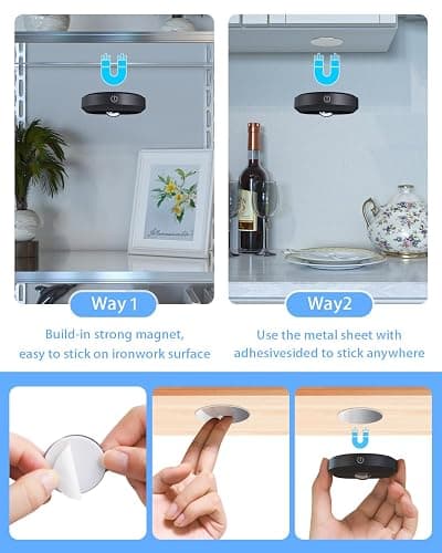 WILLED Rechargeable RGB Puck Lights with Remote Control, 1200mAh Battery Operated Tap Lights, Dimmable Touch Under Cabinet Lighting, Wireless Push Lights, LED USB Shelf Light (6 Pack) thumbnail 6