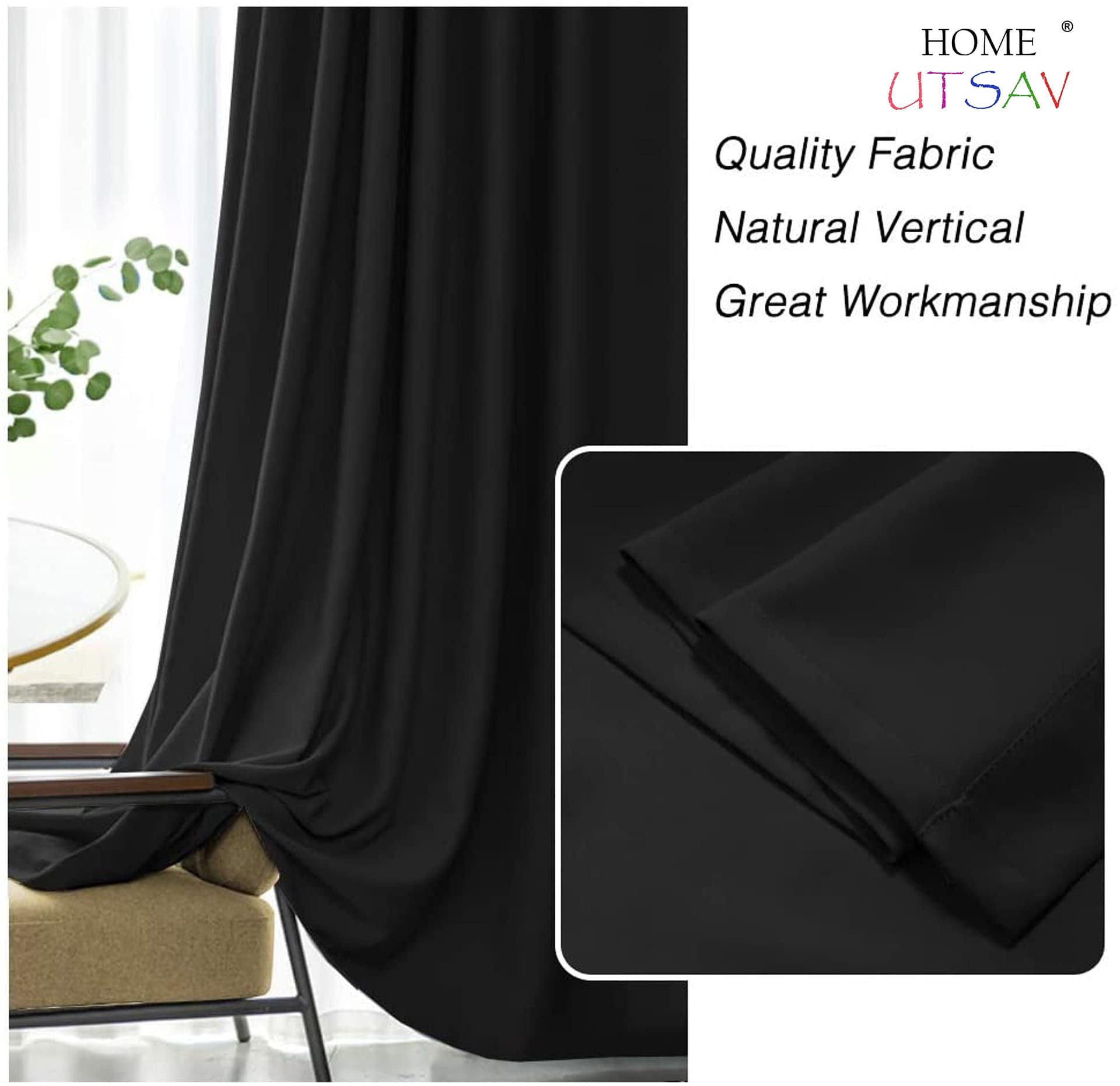Home UTSAV 1 Piece Faux Silk 100% Opaque Blackout Curtains for Window 5 Feet, Baby Pink (Baby Pink, 5 Feet (1Pc)) | Solid thumbnail 8