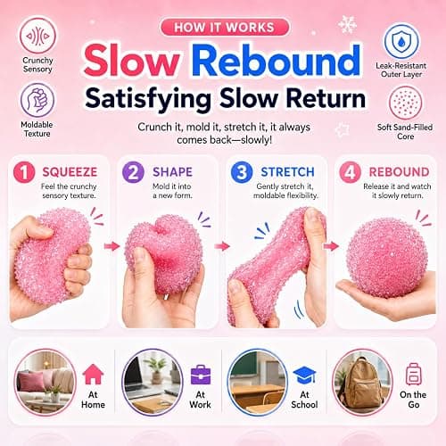2Pc Crunchy Squishy Stress Ball, Slushy Squishy Fidget Toy, Crunchy ASMR Feel, ice-Skin slushy Texture, moldable Squeeze Play, and Portable Stress Relief (J- 2Pc) thumbnail 3