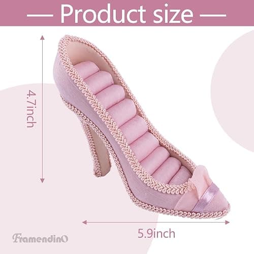 Framendino, 2 Pack High Heel Ring Display Holder Shoe Jewelry Heeled Earring Rack Elegant Tower Stylish Decoration Ornaginzer Bridal thumbnail 3