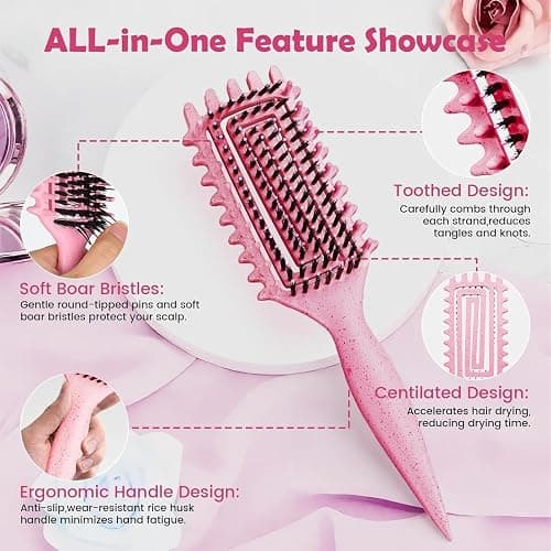 Curl Defining Brush, Curly Hair Brush Defining with Side Gear for Combing, Shaping, and Styling Curly Hair, Lightweight Candy Brush Suitable for All Wet or Dry Hair Types for Women and Men (Pink) thumbnail 2