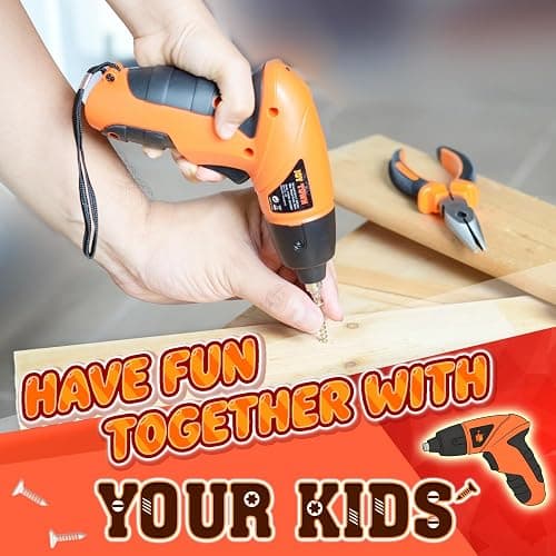 JoyTown Kids Real Power Drill Set – Electric Cordless Drill Tool Kit for Children with Interchangeable Bits, Flexible Shaft, Rechargeable, Carrying Case, Learning Tools for Boys & Girls Home DIY thumbnail 5