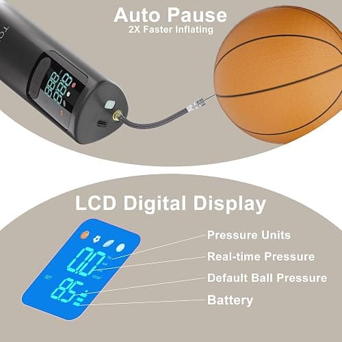 Elektrische Ballpumpe, Tragbare Luftpumpe Ballpumpe Aufblasgerät Nadeln Mit Digitalanzeige Für Gymnastikbälle Basketball Fußball Wasserbälle Yogabälle Sportbälle Aufblasbare Pumpe Elektrische Pumpen thumbnail 5