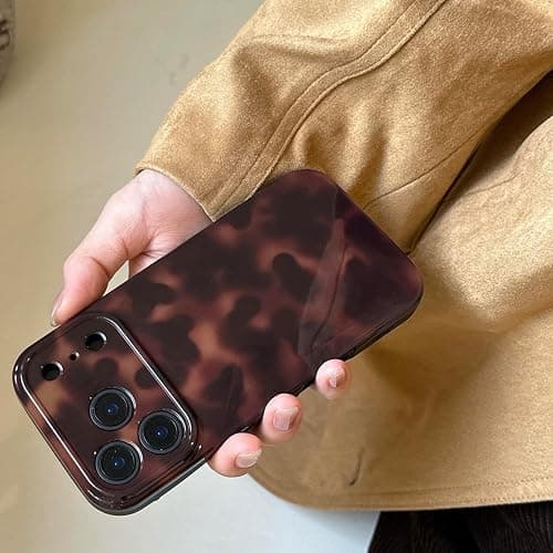 Reezaddin Aesthetic Tortoise Shell Phone Case for iPhone 17 6.3in,Retro Cool Girl Leopard Print Brown Amber Trendy Full Camera Protective Cover for iPhone 17 6.3" thumbnail 3