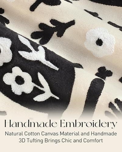 Miss Adola Embroidery Canvas Tote Bag for Women - Reusable Totes with Pocket & Buckle Aesthetic Cute Grocery Shoulder Bag thumbnail 2
