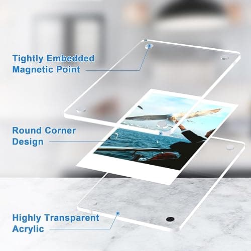 Lzerking 21 Pack Acrylic Magnetic Picture for Refrigerator, Polaroid Frame | 2.36x3.54 Inches for Fujifilm Instax, highly transparent, strong magnetism, round corner design, with peel-off tabs thumbnail 5
