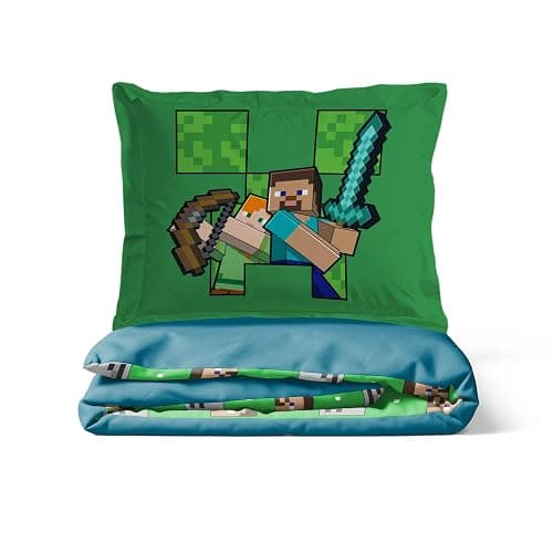 Jay Franco Duvet Cover Set – 2 Piece Comforter Cover and Sham Set, Super Soft Cozy Kids Bedding (Insert Not Included) Blue - Minecraft, Twin thumbnail 4