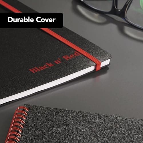 Black n' Red Business Notebooks, 3 Pack, Soft Cover, Twin Wire, 70 Sheets, 11" x 8-1/2", Black (400161060) thumbnail 4