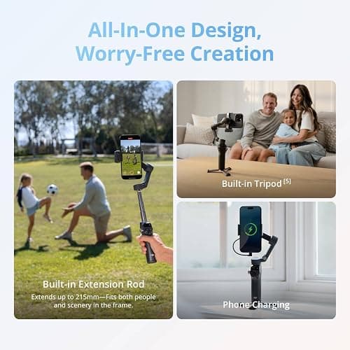 DJI Osmo Mobile 8 Advanced Tracking Combo Gimbal Stabilizer for Phone, AI Native Tracking with Audio & Lighting, 360° Pan Rotation, Built-in Extension Rod & Tripod, 10h Battery, Extension Rod thumbnail 6