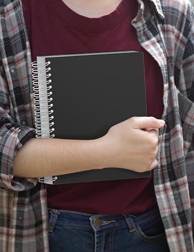 SUNEE Spiral Notebooks for Work with Removable Dividers & Tabs – College Ruled 5 Subject, 300 Pages, 3 Hole Punched, Durable PP Cover, 8"x10.5" – Notebooks for Office or School, Black thumbnail 9