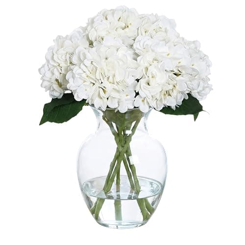 WFYTHMFLS Artificial Flower Hydrangea Fake Hydrangea, Used in The Center of The Family Bathroom Desk Shelf or Wedding Bouquet Decoration, Contains 6 White Branches thumbnail 8